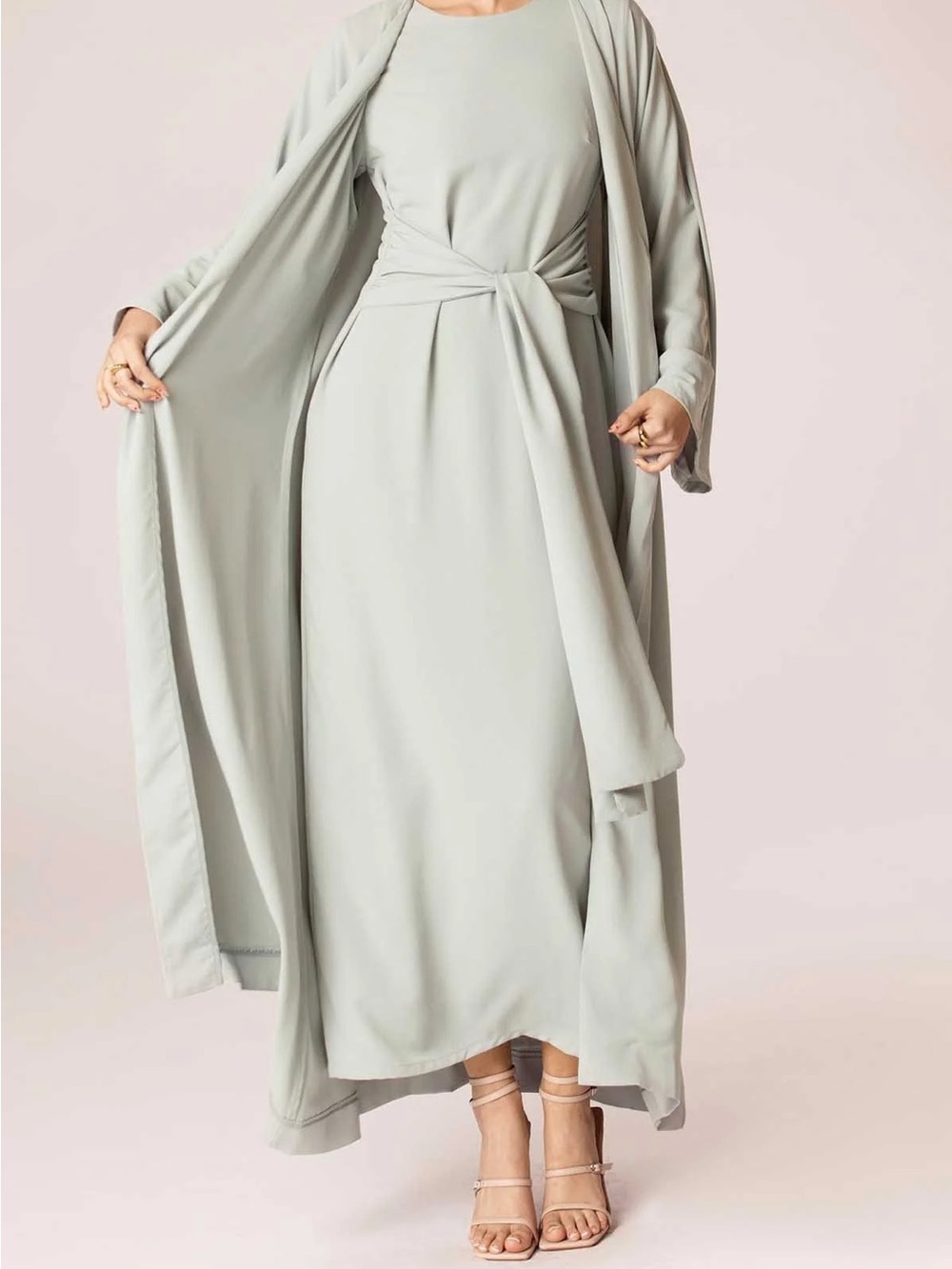 Veiled Collection 2 Piece Abaya Set Long Sleeve Maxi Dress Plus Abaya